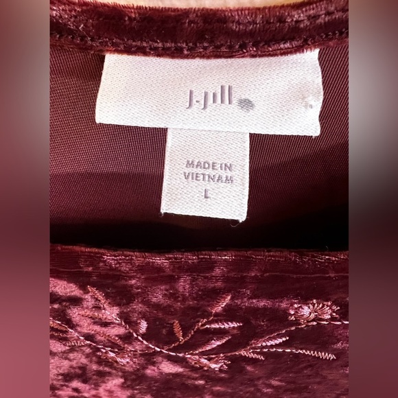 J.Jill Pinot Multi Embroidered Velvet Tunic Top Purple Size L - Picture 12 of 16